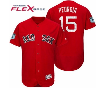 Men's Boston Red Sox #15 Dustin Pedroia Red 2017 Spring Training Stitched MLB Majestic Flex Base Jersey
