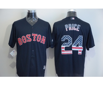 Men's Boston Red Sox #24 David Price Navy Blue USA Flag Fashion MLB Baseball Jersey