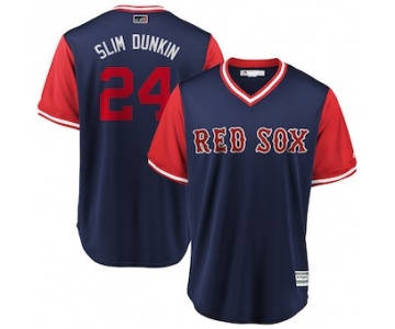 Men's Boston Red Sox 24 David Price Slim Dunkin Navy 2018 Players' Weekend Cool Base Jersey
