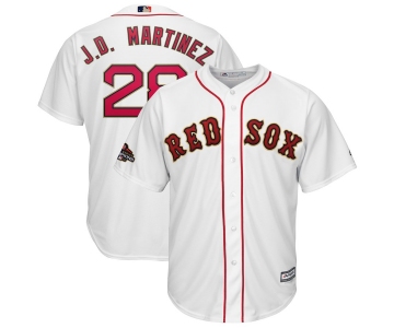 Men's Boston Red Sox 28 J.D. Martinez White 2019 Gold Program Cool Base Jersey