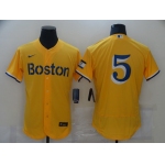 Men's Boston Red Sox #5 Allen Craig Gold 2021 City Connect Stitched MLB Flex Base Nike Jersey