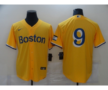 Men's Boston Red Sox #9 Ted Williams Gold 2021 City Connect Stitched MLB Cool Base Nike Jersey