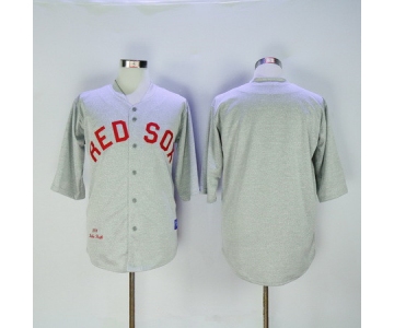 Men's Boston Red Sox Babe Ruth Blank 1914 Gray Stitched MLB Throwback Jersey By Mitchell & Ness
