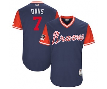 Men's Atlanta Braves 7 Dansby Swanson Dans Majestic Navy 2018 Players' Weekend Authentic Jersey