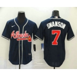 Men's Atlanta Braves #7 Dansby Swanson Navy Blue Stitched MLB Cool Base Nike Jersey