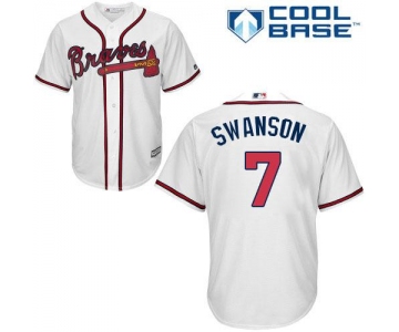 Men's Atlanta Braves #7 Dansby Swanson White Cool Base Stitched MLB Jersey