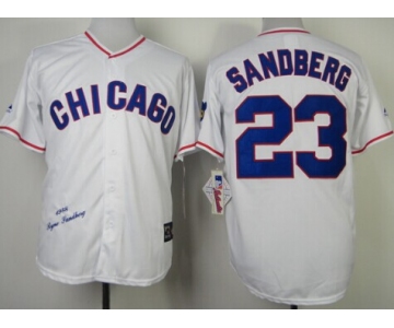 Chicago Cubs #23 Ryne Sandberg 1988 White Throwback Jersey