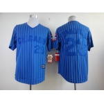 Chicago Cubs #23 Ryne Sandberg Blue Pinstripe Throwback Jersey