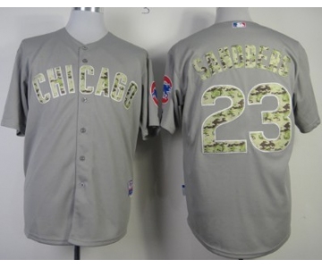 Chicago Cubs #23 Ryne Sandberg Gray With Camo Jersey