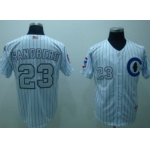 Chicago Cubs #23 Ryne Sandberg White With Slivery Jersey