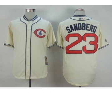 Men's Chicago Cubs #23 Ryne Sandberg Retired Cream 1929 Majestic Cooperstown Collection Throwback Jersey