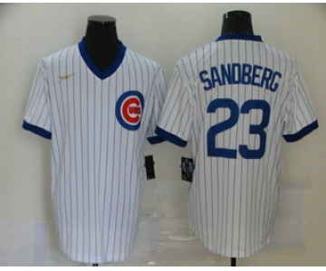 Men's Chicago Cubs #23 Ryne Sandberg White Pullover Cooperstown Collection Stitched MLB Nike Jersey