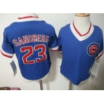 Toddler Chicago Cubs #23 Ryne Sandberg Retired Blue Pullover MLB Majestic Baseball Jersey