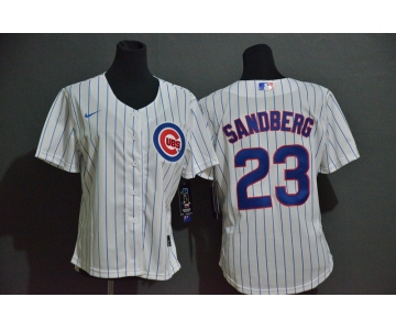 Women's Chicago Cubs #23 Ryne Sandberg White Stitched MLB Cool Base Nike Jersey