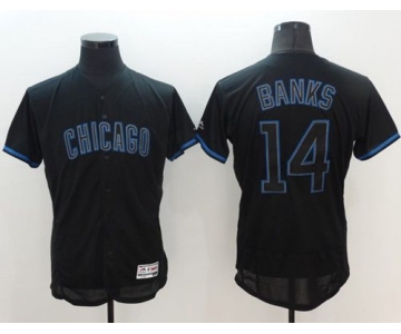 Cubs #14 Ernie Banks Black Fashion Flexbase Authentic Collection Stitched MLB Jersey