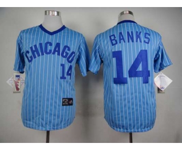 Men's Chicago Cubs #14 Ernie Banks 1988 Light Blue Majestic Jersey