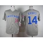 Men's Chicago Cubs #14 Ernie Banks 1990 Turn Back The Clock Gray Jersey With 1990 All-Star Patch