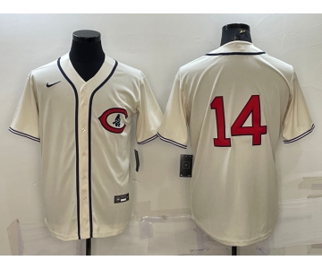 Men's Chicago Cubs #14 Ernie Banks 2022 Cream Field of Dreams Cool Base Stitched Baseball Jersey