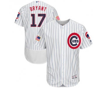 Chicago Cubs #17 Kris Bryant Majestic 2017 Stars & Stripes Authentic Collection FlexBase Player White Jersey