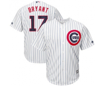 Chicago Cubs #17 Kris Bryant Majestic 2017 Stars & Stripes Cool Base Player White Jersey