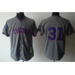 Chicago Cubs #31 Ferguson Jenkins 1968 Gray Wool Throwback Jersey