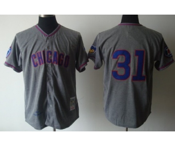 Chicago Cubs #31 Ferguson Jenkins 1968 Gray Wool Throwback Jersey