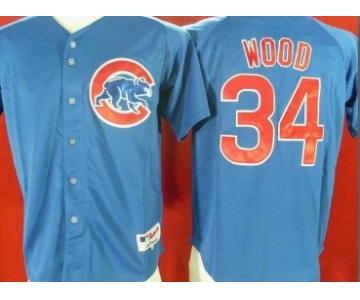 Chicago Cubs #34 Kerry Wood Blue Jersey