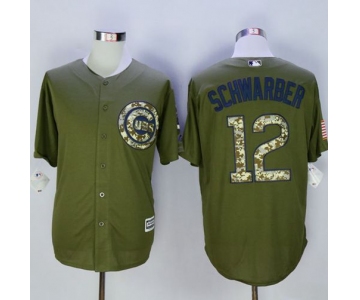 Cubs #12 Kyle Schwarber Green Camo New Cool Base Stitched MLB Jersey