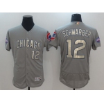 Men Chicago Cubs 12 Schwarber Grey Champion gold character Elite 2021 MLB Jerseys