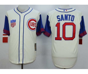 Men's Chicago Cubs #10 Ron Santo Cream 1942 Turn Back The Clock Jersey