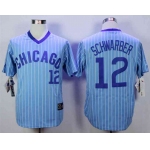 Men's Chicago Cubs #12 Kyle Schwarber 1988 Light Blue Majestic Jersey