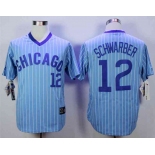 Men's Chicago Cubs #12 Kyle Schwarber 1988 Light Blue Majestic Jersey