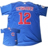 Men's Chicago Cubs #12 Kyle Schwarber Alternate Blue MLB Cool Base Jersey