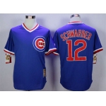 Men's Chicago Cubs #12 Kyle Schwarber Blue Throwback Jersey