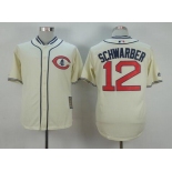 Men's Chicago Cubs #12 Kyle Schwarber Cream 1929 Majestic Cooperstown Collection Throwback Jersey