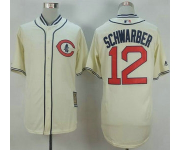 Men's Chicago Cubs #12 Kyle Schwarber Cream 1929 Turn Back The Clock Jersey