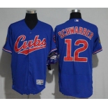 Men's Chicago Cubs #12 Kyle Schwarber Royal Blue 1994 Turn Back The Clock Stitched MLB Majestic Flex Base Jersey