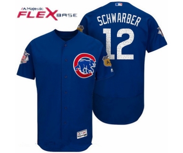 Men's Chicago Cubs #12 Kyle Schwarber Royal Blue 2017 Spring Training Stitched MLB Majestic Flex Base Jersey