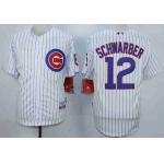 Men's Chicago Cubs #12 Kyle Schwarber White Coo Base Jersey