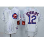 Men's Chicago Cubs #12 Kyle Schwarber White Coo Base Jersey