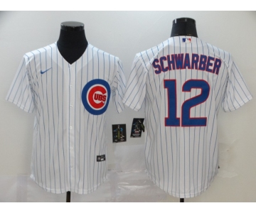 Men's Chicago Cubs #12 Kyle Schwarber White Stitched MLB Cool Base Nike Jersey