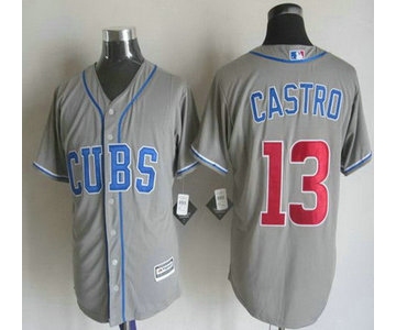 Men's Chicago Cubs #13 Starlin Castro Alternate Gray 2015 MLB Cool Base Jersey