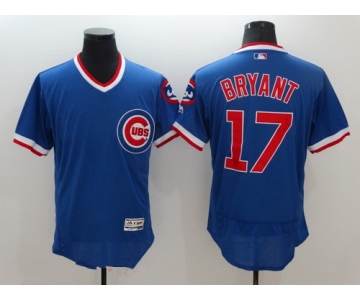 Men's Chicago Cubs #17 Kris Bryant Blue Pullover 2016 Flex Base Majestic Stitched MLB Jersey