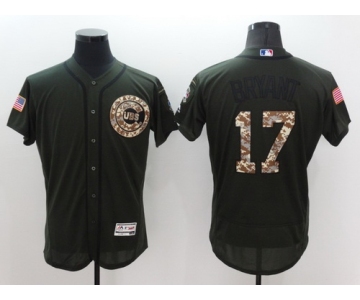 Men's Chicago Cubs #17 Kris Bryant Green Salute to Service 2016 Flexbase Majestic Baseball Jersey