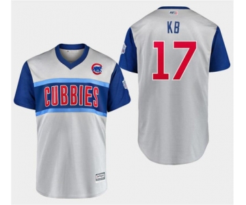 Men's Chicago Cubs 17 Kris Bryant Kb Gray 2019 MLB Little League Classic Player Jersey