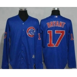 Men's Chicago Cubs #17 Kris Bryant Royal Blue Long Sleeve Stitched MLB Majestic Cool Base Jersey