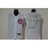 Men's Chicago Cubs #17 Kris Bryant White Gold 2020 Cool and Refreshing Sleeveless Fan Stitched Flex Nike Jersey