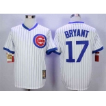 Men's Chicago Cubs #17 Kris Bryant White Throwback Jersey