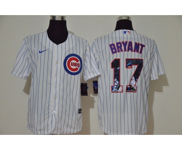 Men's Chicago Cubs #17 Kris Bryant White Unforgettable Moment Stitched Fashion MLB Cool Base Nike Jersey