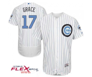 Men's Chicago Cubs #17 Mark Grace White with Baby Blue Father's Day Stitched MLB Majestic Flex Base Jersey